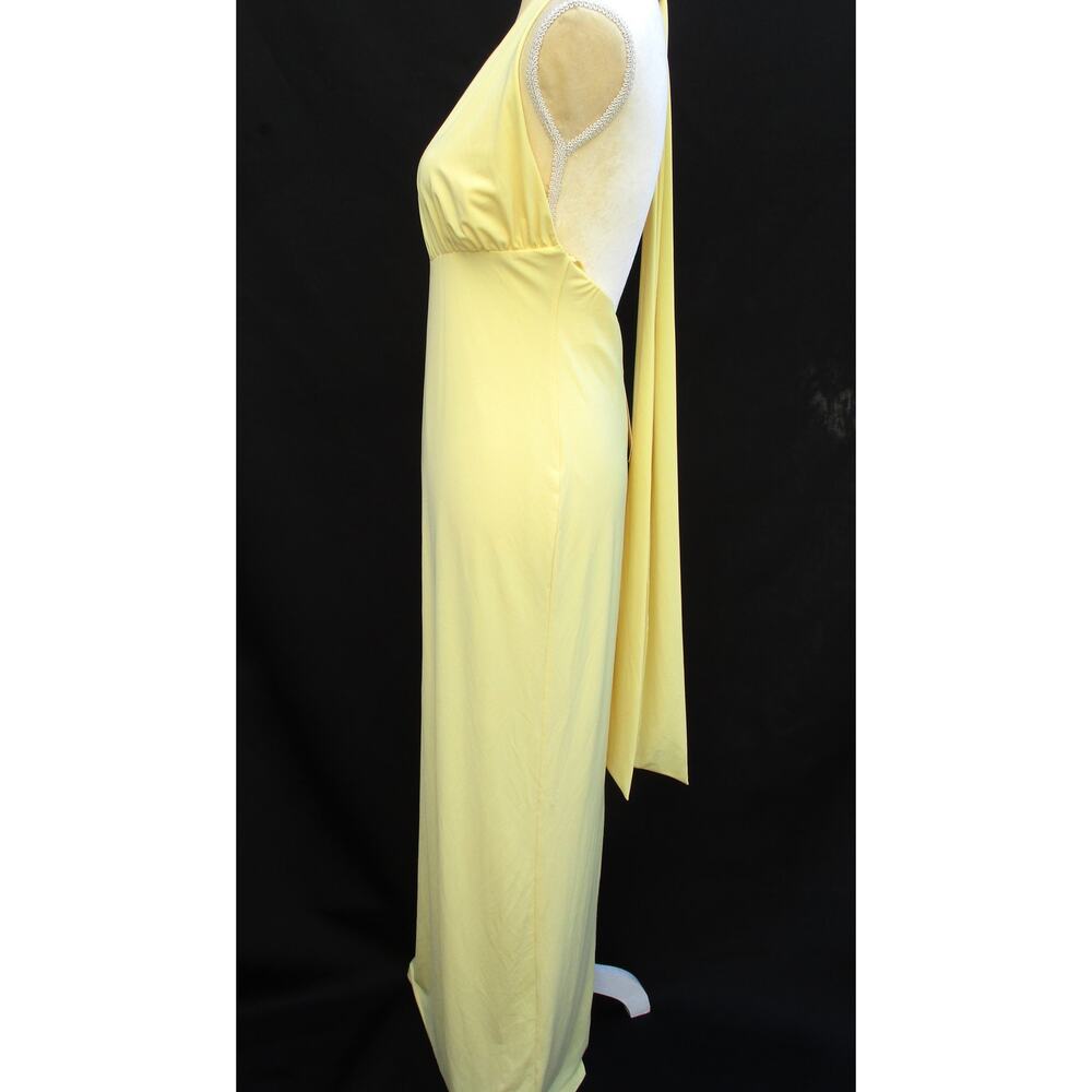 Nwt ZARA Light Yellow Halter Top Maxi Dress with Long Scarf Neck TieBack Size M - Picture 6 of 9